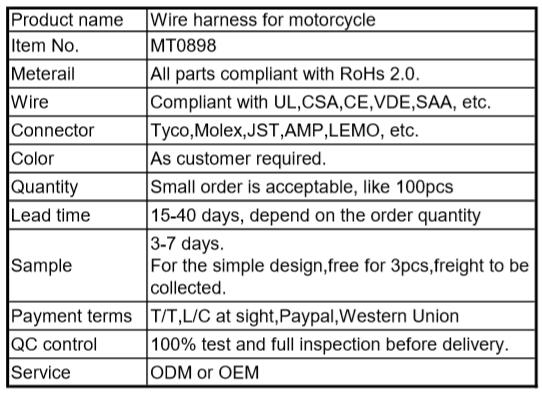 Wire harness for motorcycle